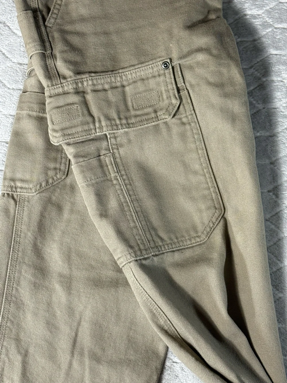 Duluth Trading Work Cargo Pants Tan Heavy Canvas Utility 32x30 Fits 34x28.5